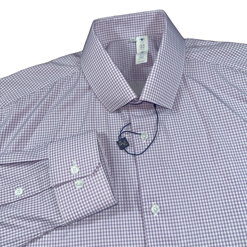 State & Liberty Mens 2XL Gingham Plaid Business Long Sleeve Shirt - NWOT Preppy